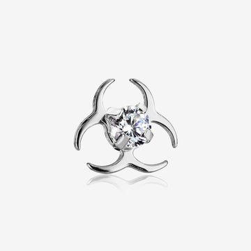 Biohazard Sparkle Dermal Anchor Top-Clear Gem